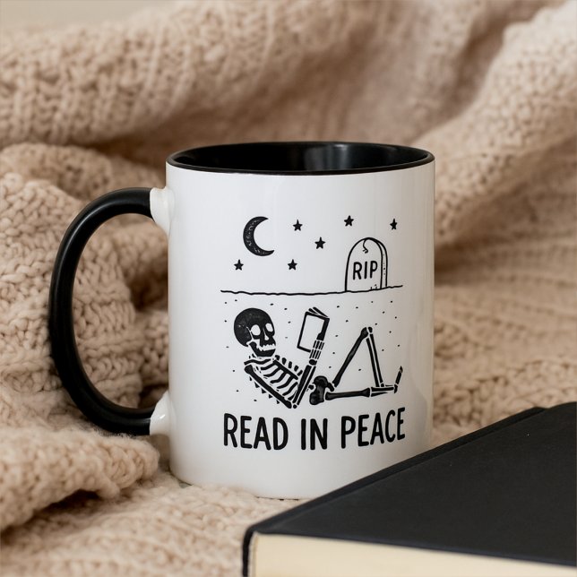 Funny Skeleton Read in Peace for Avid Book Readers Tasse (Von Creator hochgeladen)
