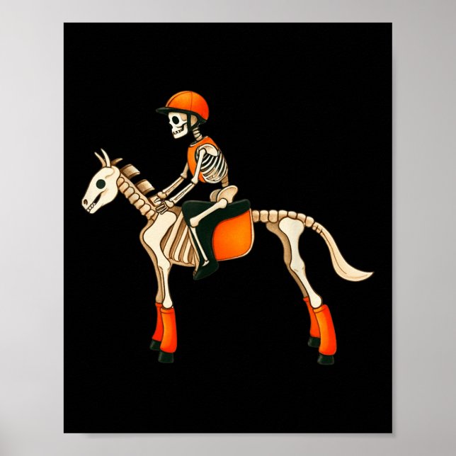 Funny Skeleton Reiten Halloween Kostüme Männer Poster (Vorne)