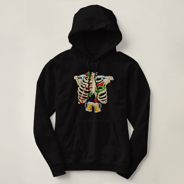 Funny Skeleton Rib Käfig Bier Ugly Weihnachten Sch Hoodie (Design vorne)
