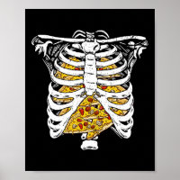 Funny Skeleton Rib Käfig mit Pizzas Happy Hallowee