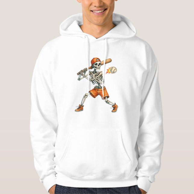 Funny Skeleton schlägt Baseball Halloween-T - Shir Hoodie (Vorderseite)