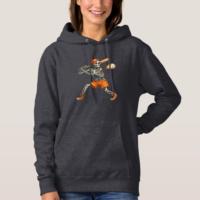 Funny Skeleton schlägt Baseball Halloween-T - Shir Hoodie (Vorderseite)