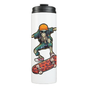 Funny Skeleton Skateboard Vintag Skateboard Thermosbecher
