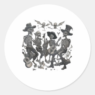 Funny Skeleton Skull Dancing Singen Rock Music Ba Runder Aufkleber