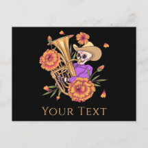 Funny Skeleton Skull Musiker Blumentag tot