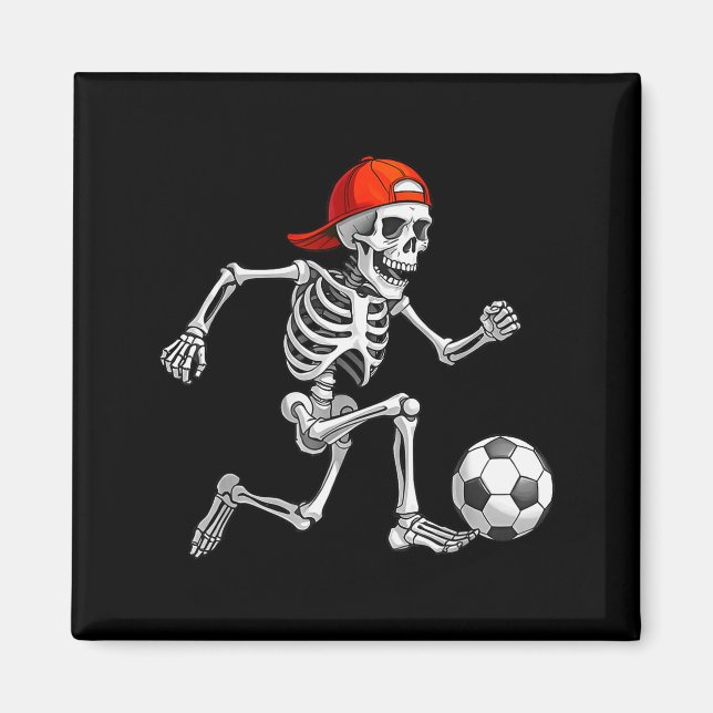 Funny Skeleton Soccer Men Boys Kids Halloween Cost Magnet (Vorne)