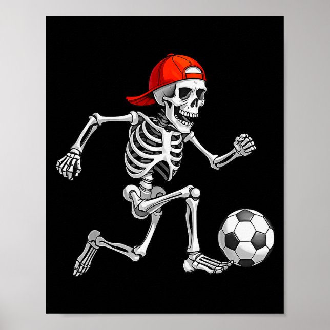 Funny Skeleton Soccer Men Boys Kids Halloween Cost Poster (Vorne)