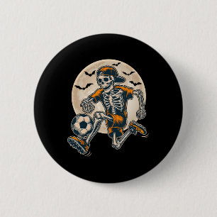 Funny Skeleton Soccer Men Boys Kinder Halloween Button