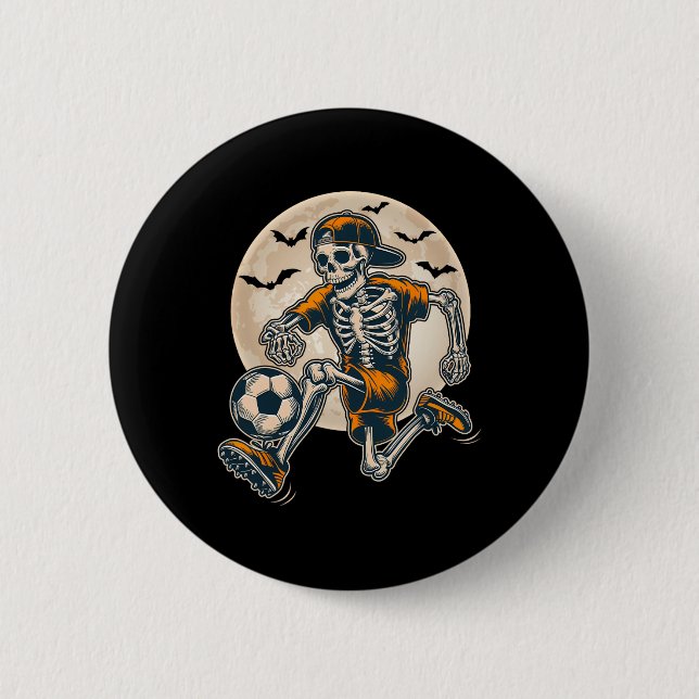 Funny Skeleton Soccer Men Boys Kinder Halloween Button (Vorderseite)