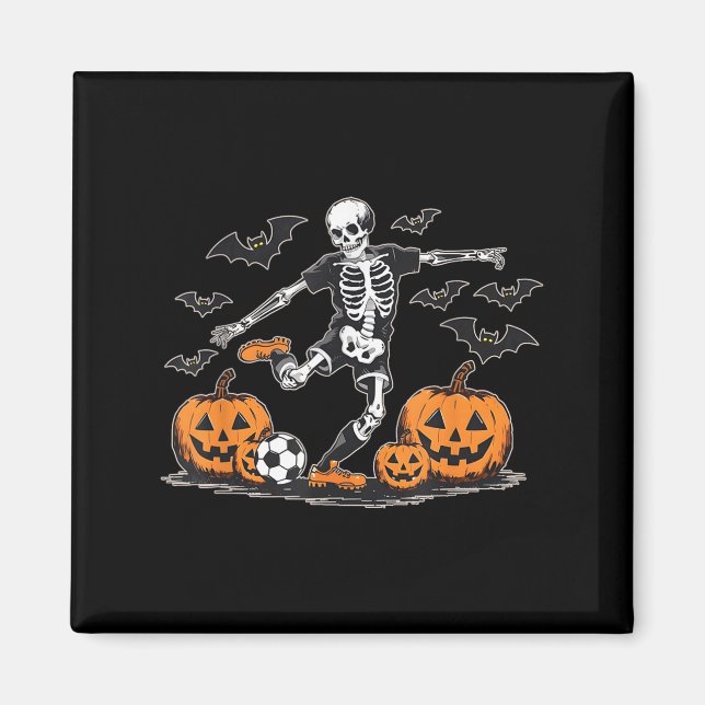 Funny Skeleton Soccer Men Boys Kinder Halloween Magnet (Vorne)