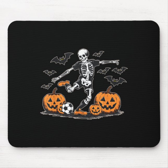 Funny Skeleton Soccer Men Boys Kinder Halloween Mousepad (Vorne)