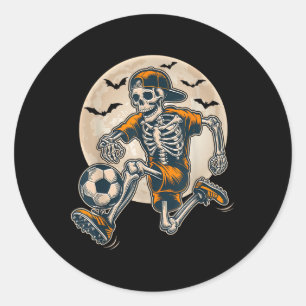 Funny Skeleton Soccer Men Boys Kinder Halloween Runder Aufkleber