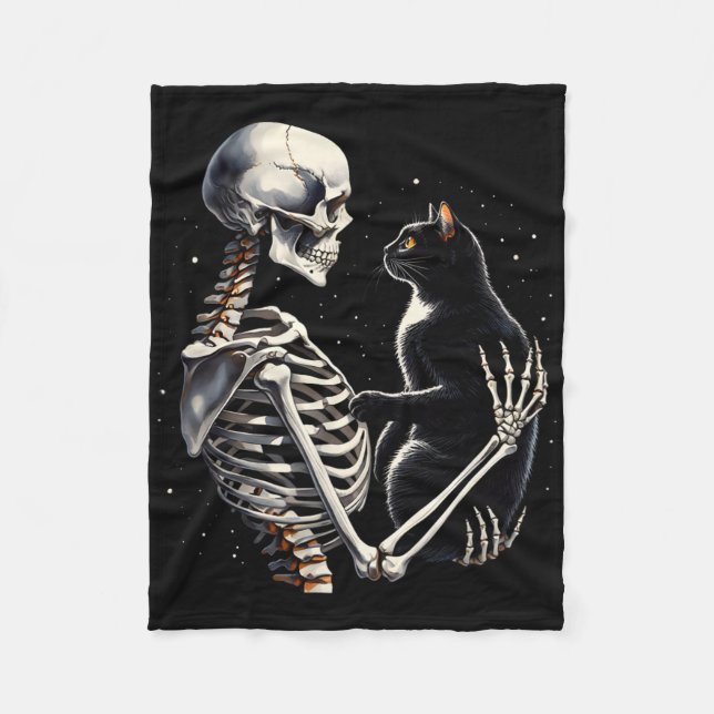 Funny Skeleton spielen mit einem katzengrafischen  Fleecedecke (Vorderseite)