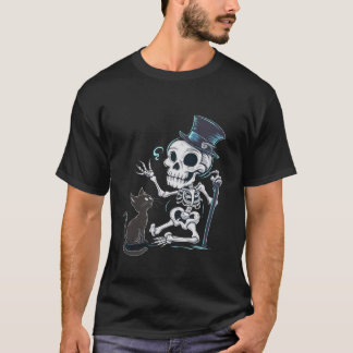 Funny Skeleton spielt mit einer Katze Graphic Skul T-Shirt