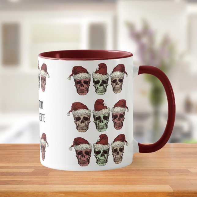Funny Skeleton Spooky Vibes Head Christmas Red Tasse (Von Creator hochgeladen)