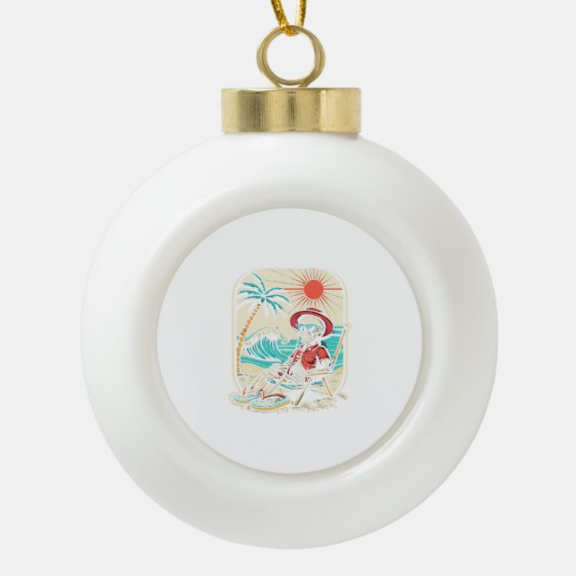 Funny Skeleton Summer Keramik Kugel-Ornament (Vorderseite)