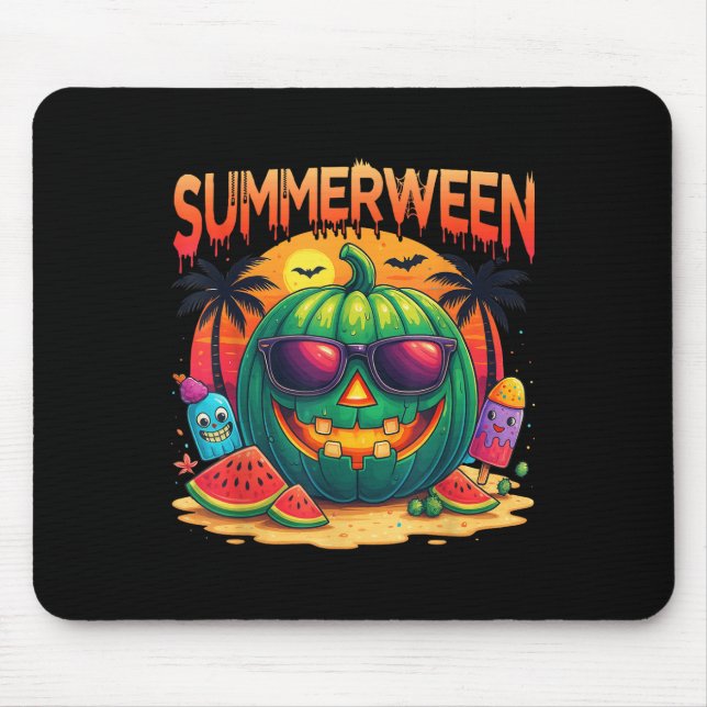 Funny Skeleton Summer Summerween Watermelon Jack-o Mousepad (Vorne)