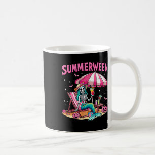 Funny Skeleton Summerween Mermaid Beach Halloween Kaffeetasse