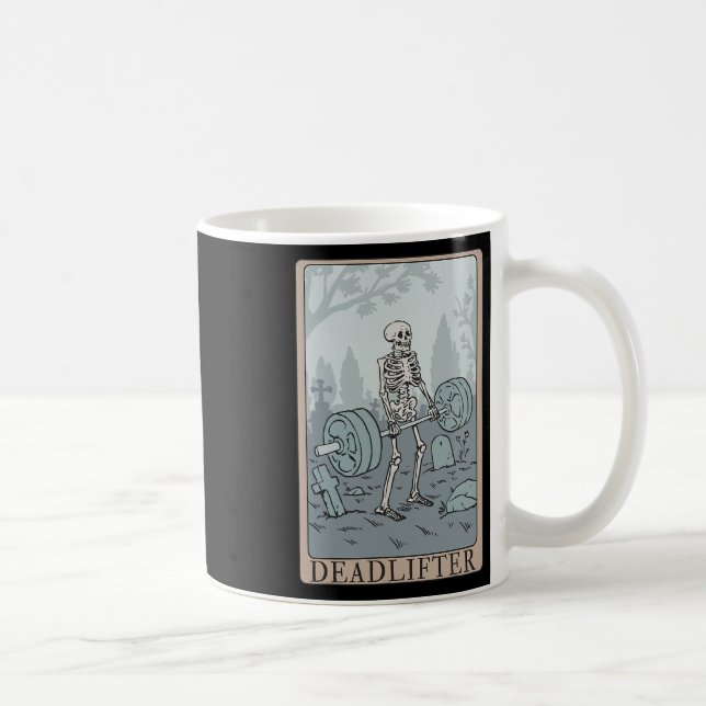 Funny Skeleton Tarot Card Deadlifter Bodybuilding Kaffeetasse (Rechts)