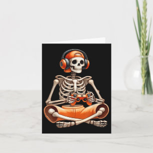 Funny Skeleton Video Game Halloween Gaming Gamer B Karte
