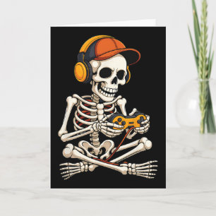 Funny Skeleton Video Game Halloween Gaming Gamer B Karte