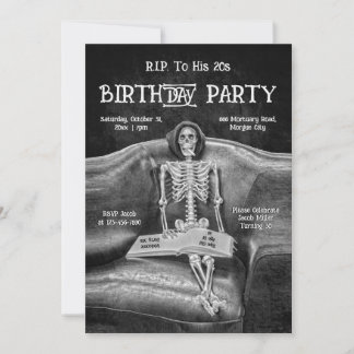 Funny Skeleton Vintager gotischer RIP zu seinen 20 Ankündigung