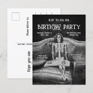 Funny Skeleton Vintager gotischer RIP zu seinen 20 Einladungspostkarte