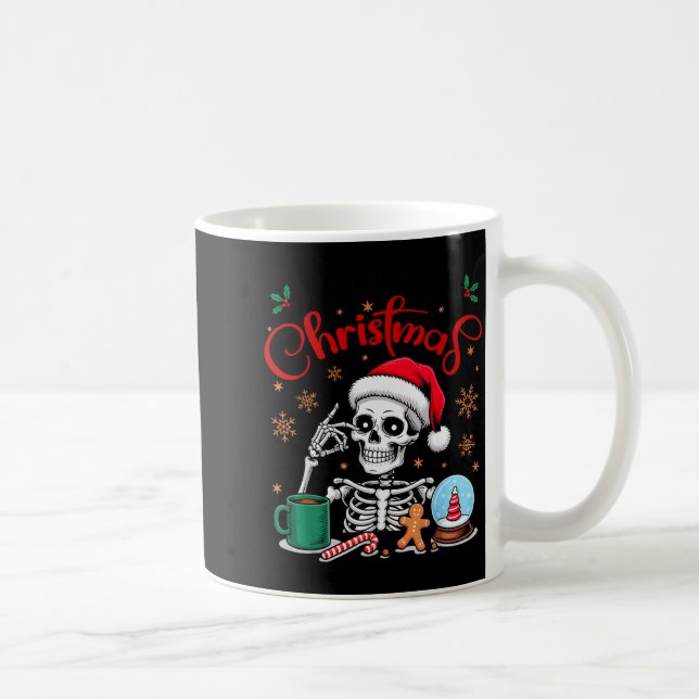 Funny Skeleton Waiting For Christmas Kids Men Wome Kaffeetasse (Rechts)