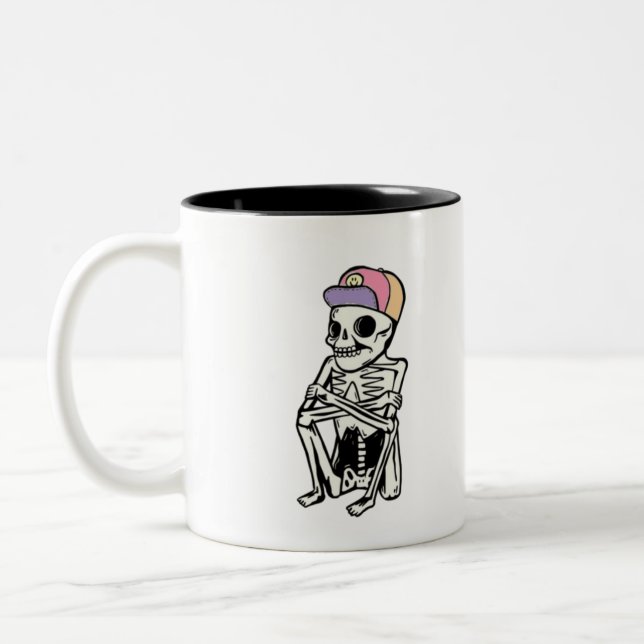 Funny Skeleton wart Zweifarbige Tasse (Links)