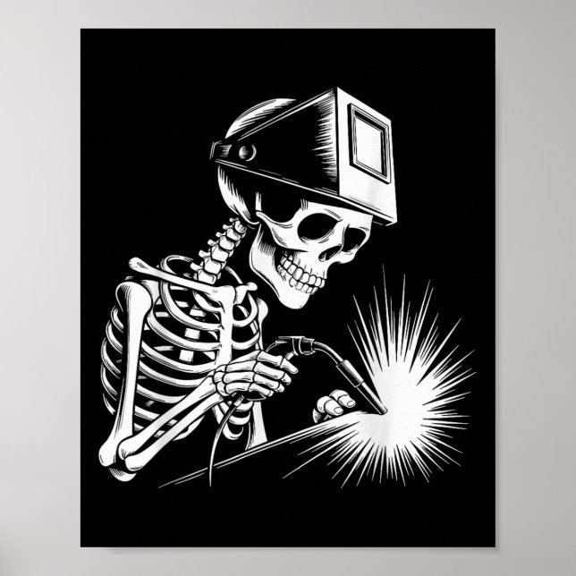 Funny Skeleton Welding Liebhaber Spooky Halloween  Poster (Vorne)
