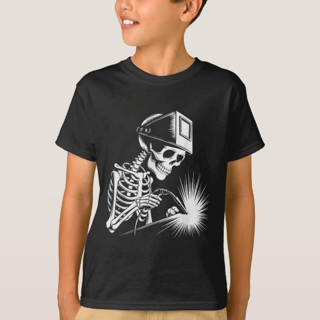 Funny Skeleton Welding Liebhaber Spooky Halloween  T-Shirt (Vorderseite)