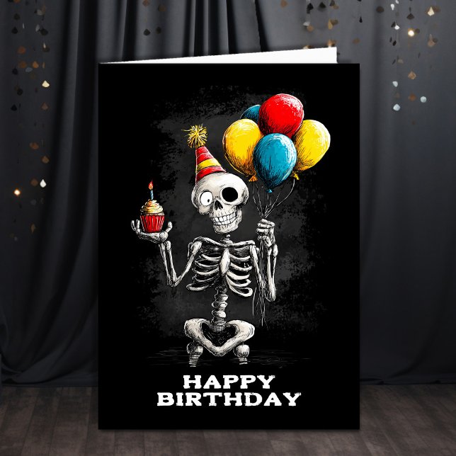 Funny Skeleton with Balloons Birthday Karte (Von Creator hochgeladen)