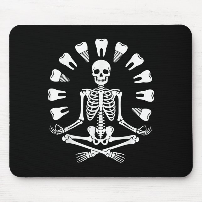 Funny Skeleton Yoga Dentist Tooth Zahnarzthygienis Mousepad (Vorne)