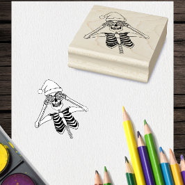 Funny Skeleton Zeichnend Holding-Ziern Weihnachtsm Gummistempel