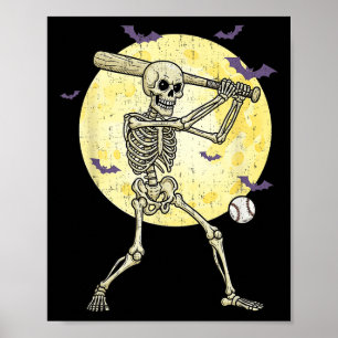 Funny Skelett Baseball Funny Halloween Me Poster