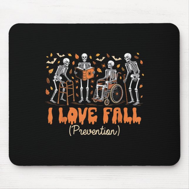 Funny Skelett I Liebe Fall Prävention Fall Physica Mousepad (Vorne)