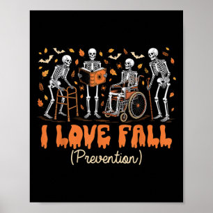 Funny Skelett I Liebe Fall Prävention Fall Physica Poster