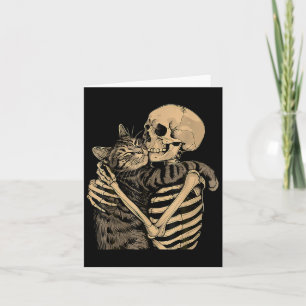 Funny Skelett umarmt KatzenHalloween Katze Lover M Karte