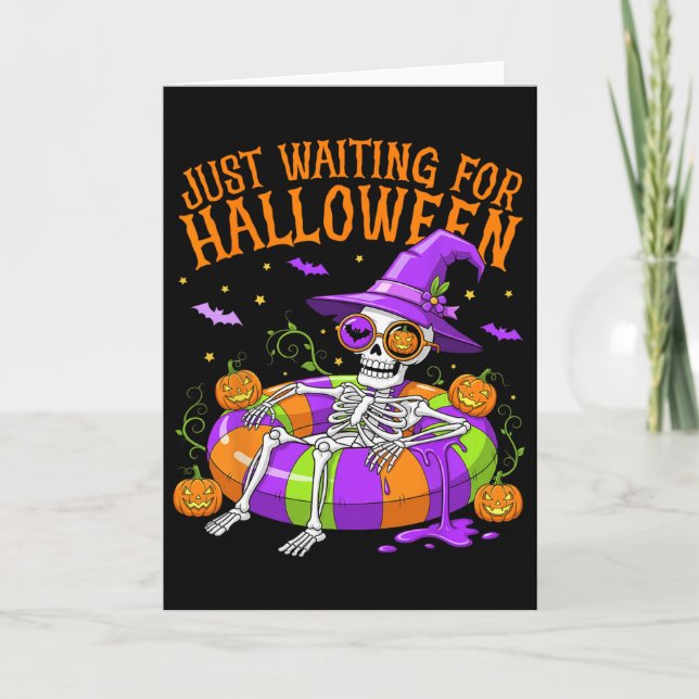 Funny Skeletts Float gerade Gewartet zu Halloween  Karte (Vorderseite)