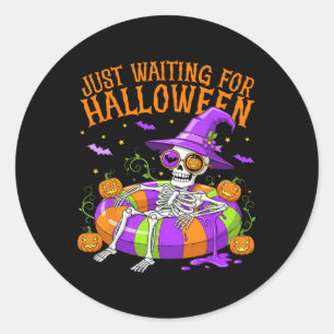 Funny Skeletts Float gerade Gewartet zu Halloween Runder Aufkleber