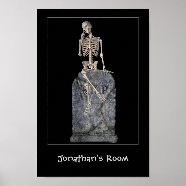 Funny Skeletts Grabstein Kinderzimmer Personalisie Poster (Vorne)