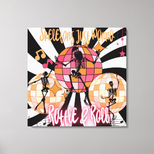 Funny Skeletts Just Wanna Rattle & Roll Stretched Leinwanddruck