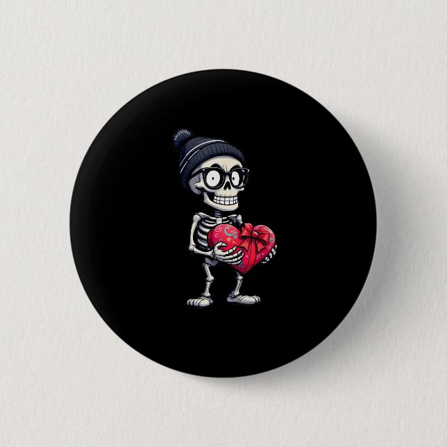 Funny Skeletts Men Skeleton Herzrhythmusstörungen Button (Vorderseite)