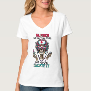 Funny skeletts Nurse word art T-Shirt