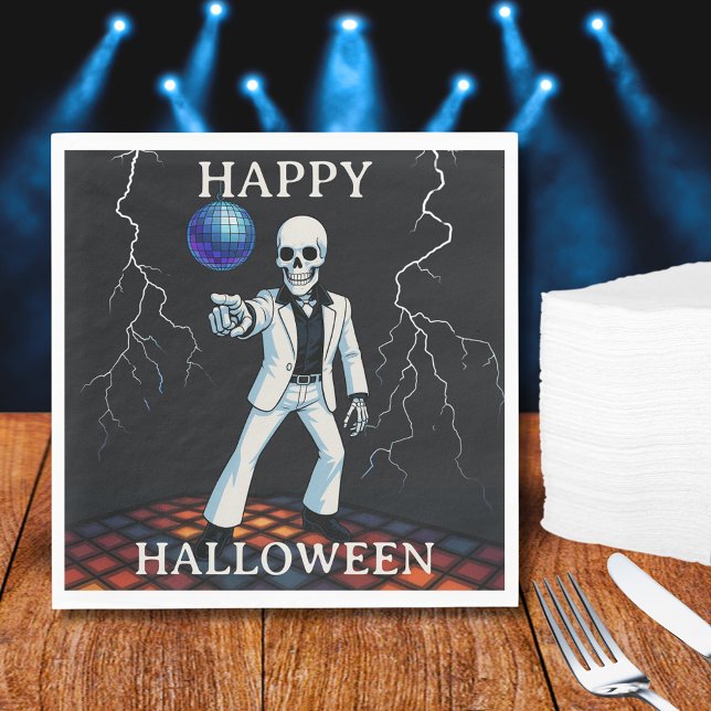 Funny Skeletts Spuk Disco Halloween-Party Serviette (Funny Skeleton Haunted Disco Halloween Party Napkins)