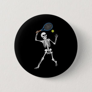 Funny Skeletts Tennis Liebhaber Spookes Schwimmen Button