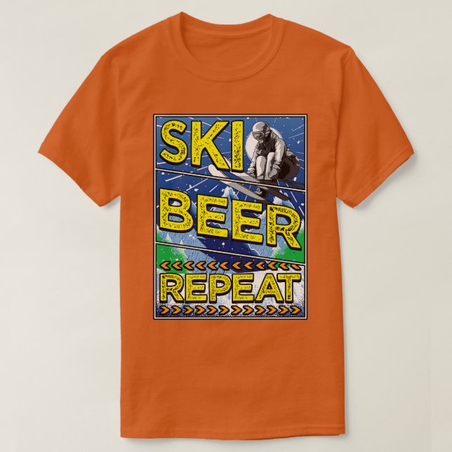 Funny Ski Beer Repeat Skiing Drinking Skier 1 T-Shirt (Design vorne)