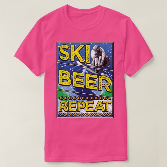 Funny Ski Beer Wiederholung Skiing Drinking Skifah T-Shirt (Design vorne)