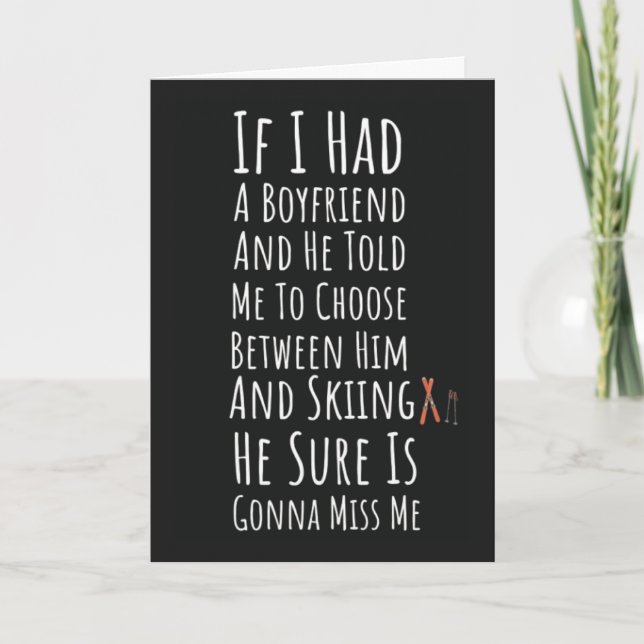 Funny Ski Card For Women Skier Skiing Winter Sport Karte (Vorderseite)