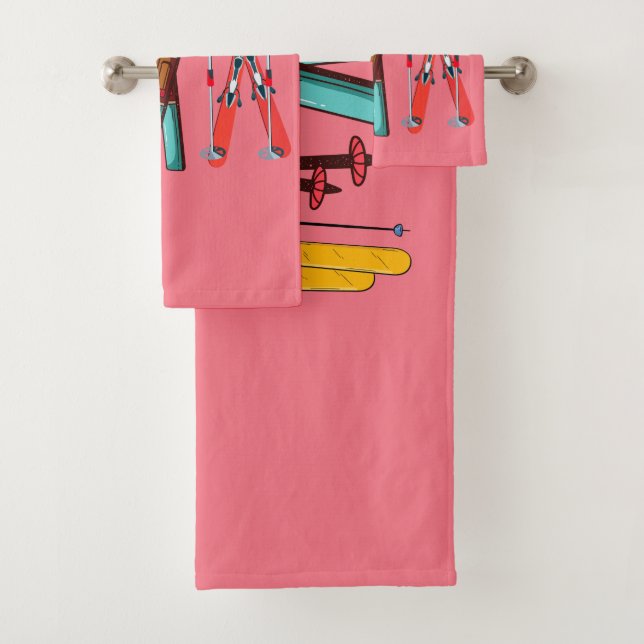 Funny Ski Colorful Ski Skier Badhandtuch Set (Insitu)